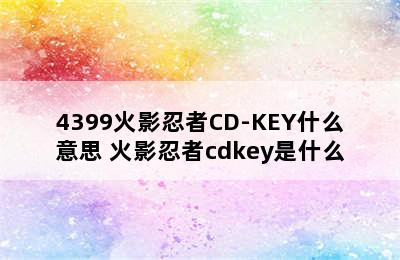 4399火影忍者CD-KEY什么意思 火影忍者cdkey是什么